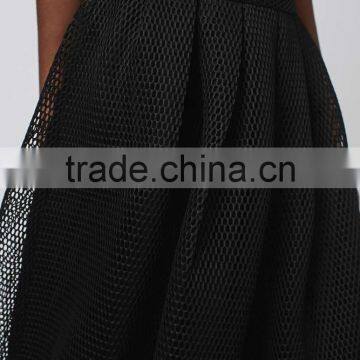 Wholesale Women Fancy Plain Black Puffy Mesh Midi Skirts photo-3