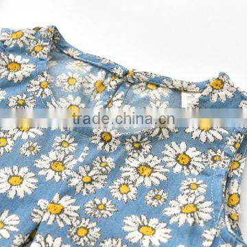 S33536W 2017 Summer Little Girls 100% Cotton Floral Printed Cute Dresses photo-3