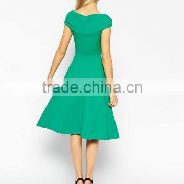 Sexy Cross Shoulder Skater Design Middle Aged Women Fashion Dress photo-3