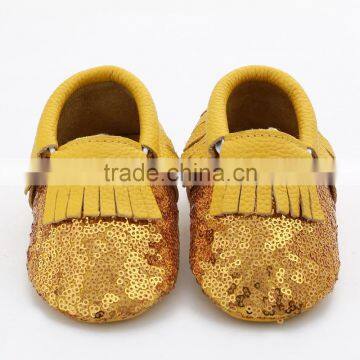 Multicolor Sequin Fringed Leather Baby Moccasins, Sequin Baby Moccasin photo-2
