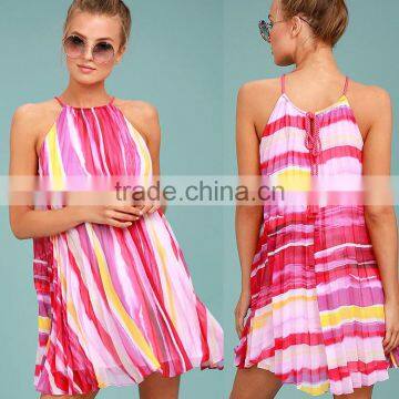 Wholesale Oem custom fashion women printed sexy swing dress for beach