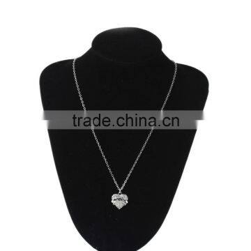 New Fashion Silver Tone " Mom " Carved Heart Pendant Clear Rhinestone Link Cable Chain Necklace photo-3