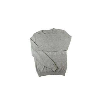 casual jersey pullover crewneck grey heather cotton sweater for men