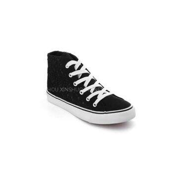 Black Hollow Cut Lace Women\'\'s High Top Canvas Casual Shoes