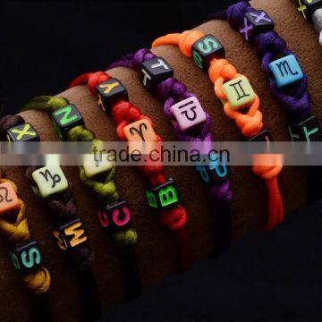 Latest Colorful Handmade Handicraft Braided Vintage 12 Zodiac Sign Charm Bracelet