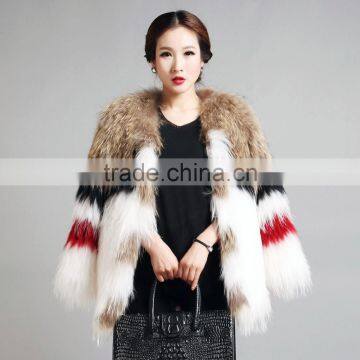 SJ045-01 Fashion Raccoon Knit Coat 2016 Collection Woman Clothing Wholesale