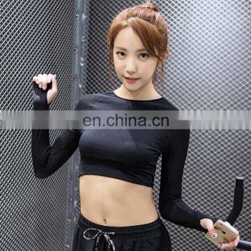 Women Backless Running T Shirt Quick Dry Elastic Running Tops Long Sleeve Sports Yoga Sportwear Fitness Midriff-baring Tees photo-5