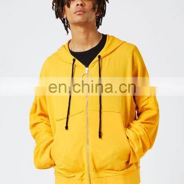 Oversized extra long sleeve length zip fastening with circle zip pull hoodie