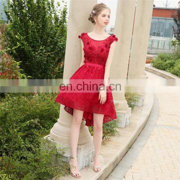 HS1615 Sexy Red Knee Length Flower Applique Bridal Party Dress for Bridesmaid photo-3