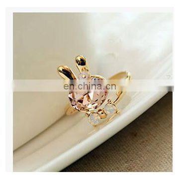 Godbead 17MM accessories crystal rabbit bow ring rhinestone finger ring opening ring jewelry