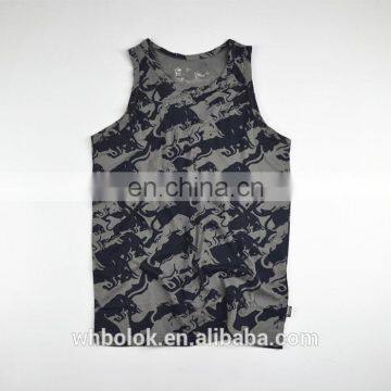 Mens printing vest summer quick dry breathable all over printing cotton vest