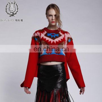 Wonderful Design Knitted Sweater Sheep Fur Sweater New Arrival Worsted Wollen Knitting Pullover