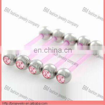 Fashion flexible barbell tongue ring body piercing jewelry