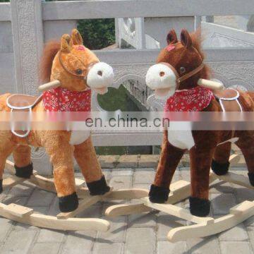 childern animal rider toy brown plush rocking horse