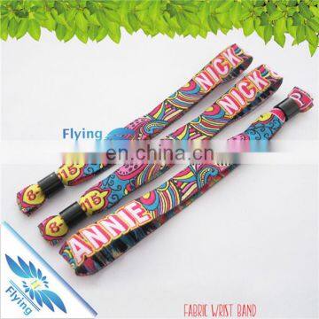 Holiday break Festival wristband with custom logo for event, all kinds festival fabric bracelets