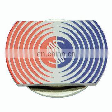offset print paper insert metal round lapel pin badge in resin coating finished