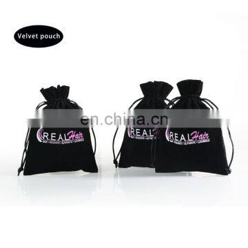 wholesale custom screen printing black velvet drawstring bag supplier