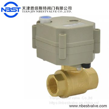 Brass Mini Intelligent Electric Operated Ball Valve With Indicator And Manual DN8 1/4inch