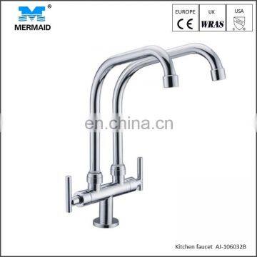 Classic double spouts kitchen faucets cold water sink taps