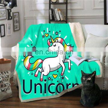 Customized Unicorn Blanket Double Layer Mink Sherpa Blanket Baby Fleece Unicorn Blanket photo-3