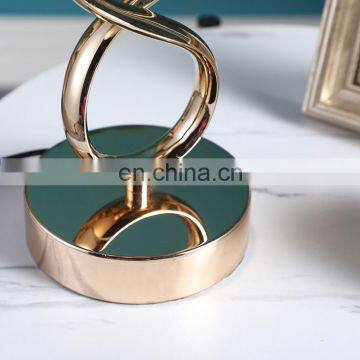 Factory Wholesale Living Room Lighting Custom Luxury Metal Bedside Lamps With Pink Lampshade photo-7