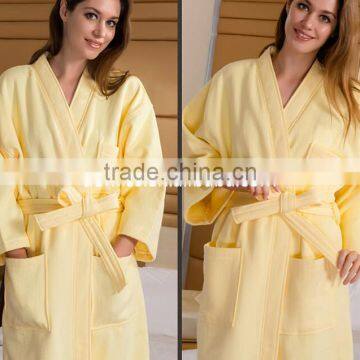 Guangzhou Factory price 100% Cotton Waffle and terry Kimono Bath Robe for hotels and home