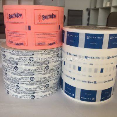 Customized PLA PE laminated paper roll with heat sealing function used as sugar salt coffee pepper sachet