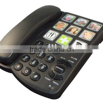 big button senior telephone dialer corded phone with pictures