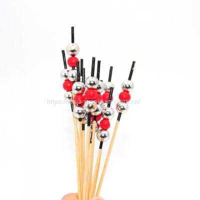Cocktail picks silver bead picks decorative bamboo sticks