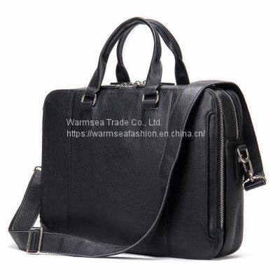 black leather durable briefcase