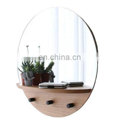 Wall Mounted round Moon Shelf with makeup mirror Hanging Storage Display Shelf with make up mirror Wall Decor for Living Room