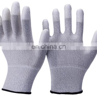 Antistatic Working Glove Nylon Carbon Fiber Esd PU Top Fit Glove