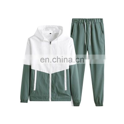 spring and autumn new arrival pure color casual men's sportswear two-piece men's sports jogging suit