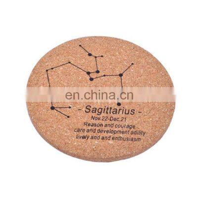 Quality custom constellation design cork wood cup coasters, MDF wooden drink cup coasters mats