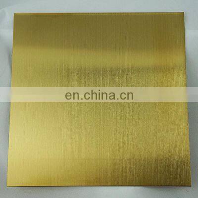 201 316L Hairline Decoration SS 304 Gold Sheet Stainless Steel Color Sheet