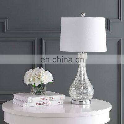 Modern Glam Luxury Table Lamps Crystal Glass Gold Metal White Tapered Drum Shade Decor photo-4
