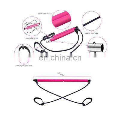 Multi-Functional Gym Black Yoga Pilates Stick Bar Adjustable Pilates Resistance Band Bar photo-3