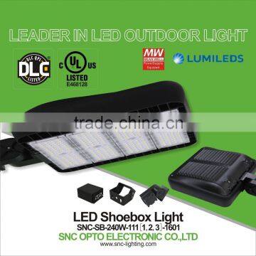 HOT UL DLC approved 240w led shoebox parking lot light with 5 years warranty