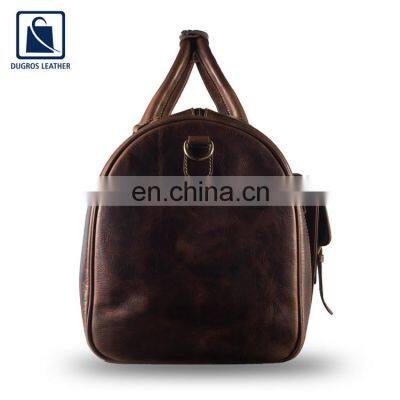 Buff Antique Fittings Made Superior Quality Fashion Leather Men Duffel Bag for Global Purchasers
