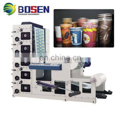 Five Colors Multifunction Sticker Label Flexo Printing Machine for Paper Tea Cup Flexographic Printer Letterpress Automatic 25kw