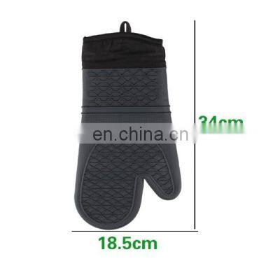 Household Food Grade Silicone Cotton Double-Layer Heat Resistant Microwave Oven BBQ Gloves photo-4