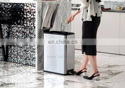 45L Rectangular Metal Home Kitchen Dustbin/garbage Can