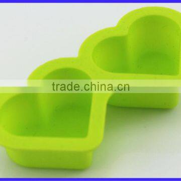 Two Cavity Lovely silicone heart shape cake mould