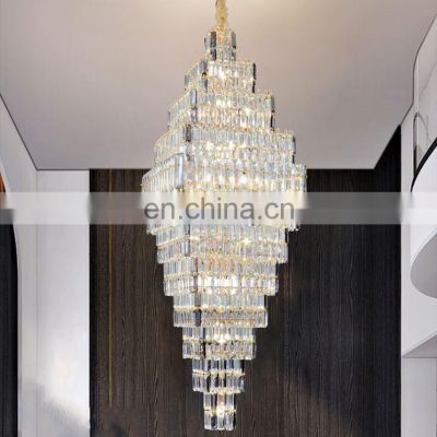 European Style K9 crystal large chandelier villa staircase crystal chandelier LED lamp