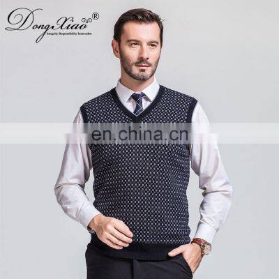 Jacquard Knitting Men's Cashmere Pullover Vest Waistcoat Comfortable V-Neck Style for Spring Season photo-6