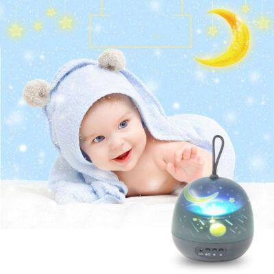 Moon Star Bedside Lamp 360 Degree Rotation Projection Lamp Romantic Star Night Light