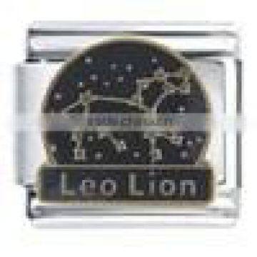 enameled Leo Lion stainless steel italian charms for bracelet