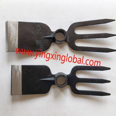 30020131 With Round Hole Eye Three Tines And Cutting-Spade Type Vegetable Courtyard Forged Digging Garden Farming Fork-Hoes Hoes photo-2