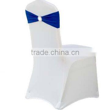 cheap white spandex chair cover with chair band and buckle