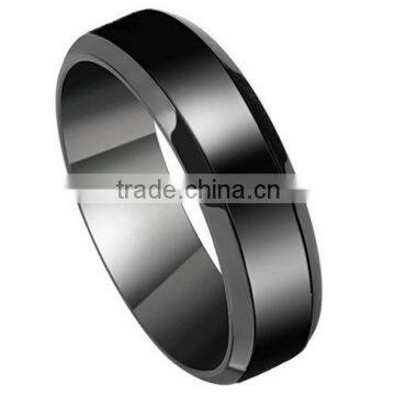 Men Women Wedding Bands 6MM Black Tungsten Carbide Promise Rings Beveled Edge High Polished Finish Band